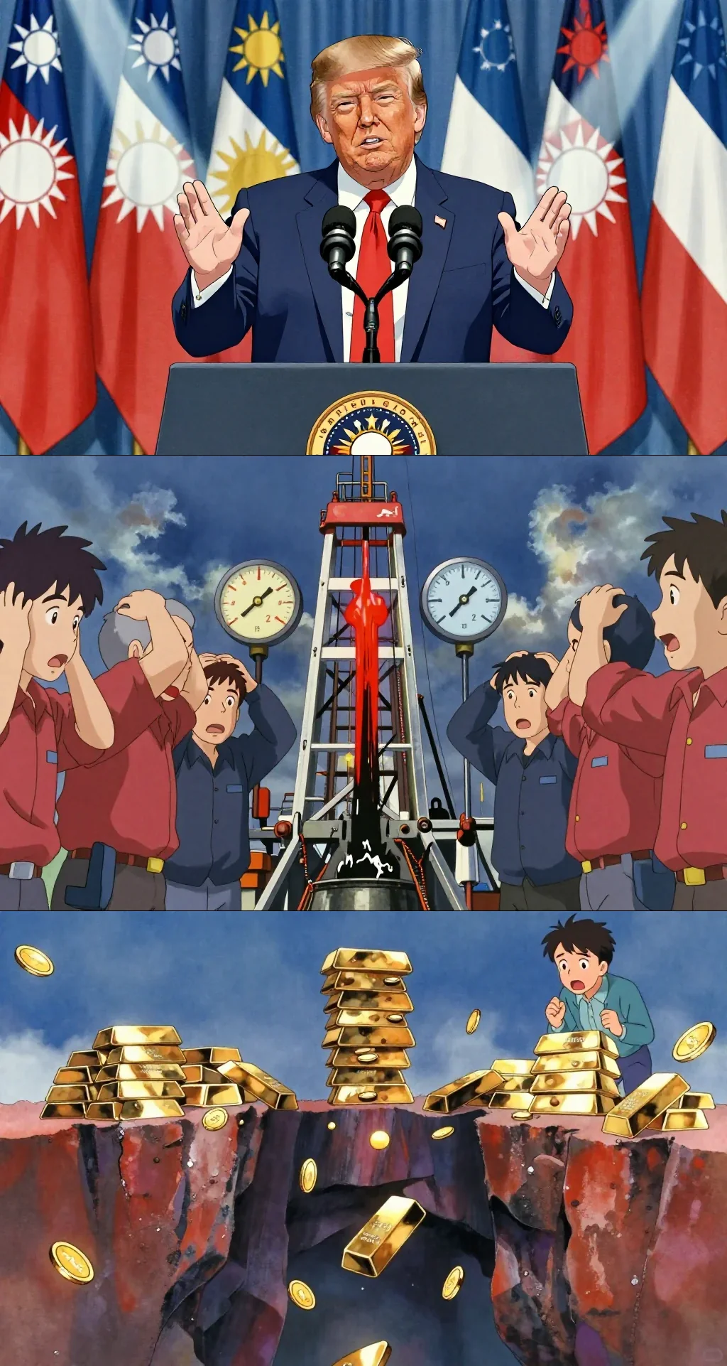 川普談話再掀震撼 油價衝高5% 黃金價格跳水逾150美元 - tw.stock.yahoo.com